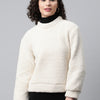 Women Off White Faux Fur Sweatshirt