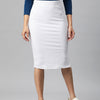 White Side Slit Pencil Skirt