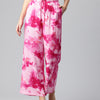 Pink Women Tie and Dye Printed Wide Leg High-Rise Trousers