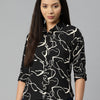 Black and White Abstract Printed Casual Shirt