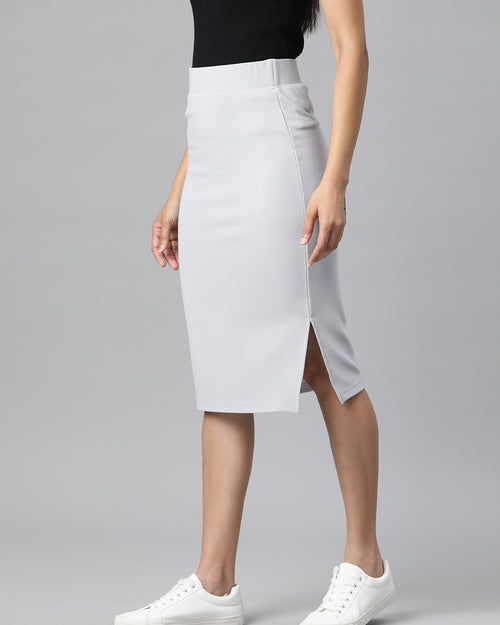 Grey Side Slit Pencil Skirt