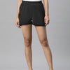 Black Solid Mid-Rise Regular Shorts
