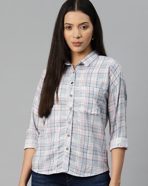 Blue Checked Casual Shirt