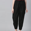 Women Black Cotton Cropped Joggers