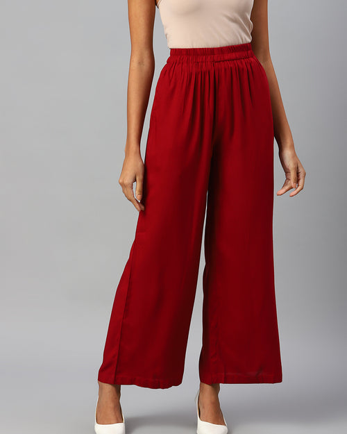 Women Burgundy Palazzos