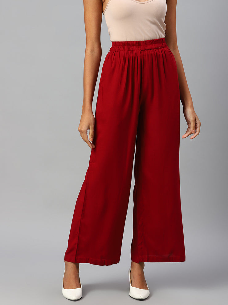 Women Burgundy Palazzos