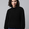Women Black Faux Fur Sweatshirt