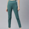 Turquoise Blue Solid Ankle Length Slim Fit Leggings
