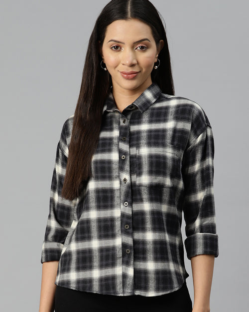Black Checked Opaque Casual Shirt