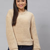 Woman Beige Faux Fur Sweatshirt
