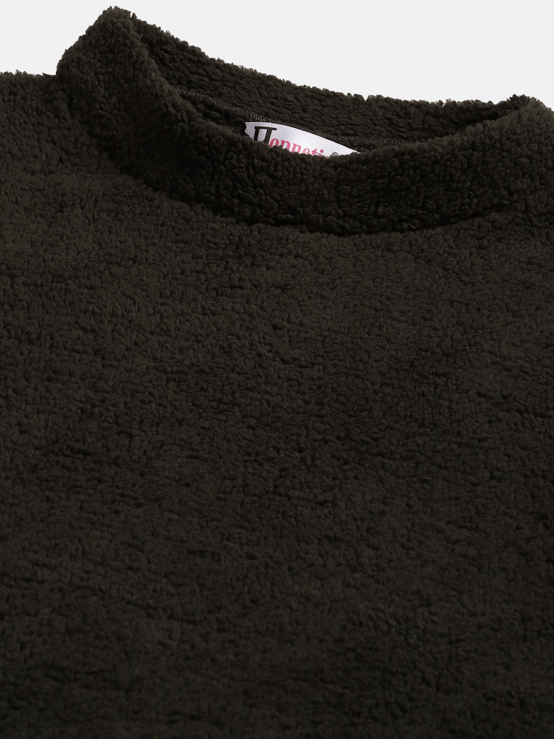 Woman Olive Green Faux Fur Sweatshirt