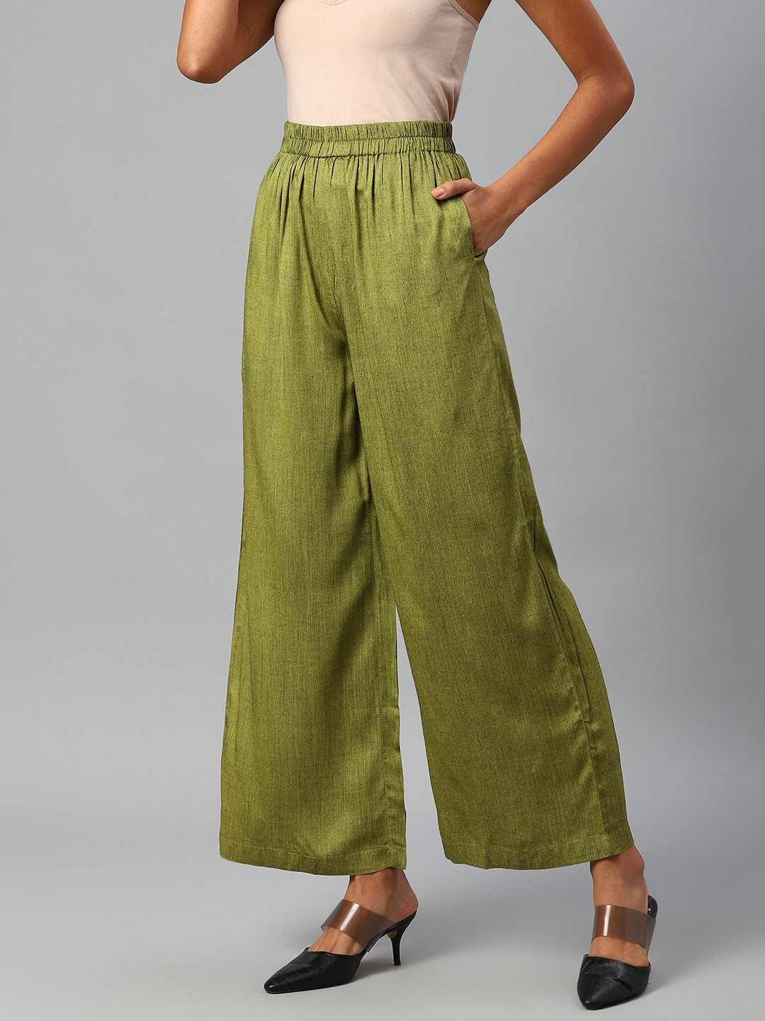 Women Olive Green Palazzos