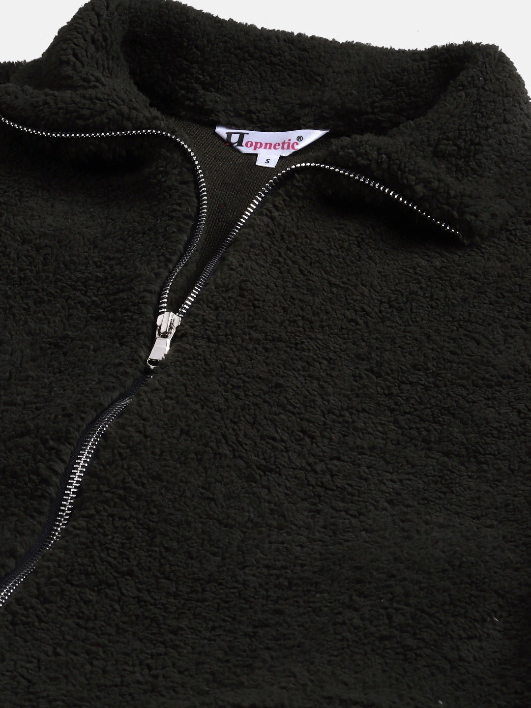 Woman Green Faux-Fur Sweatshirt, Full Zipper