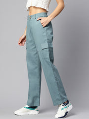 High-Rise Pure Cotton Cargo Trousers