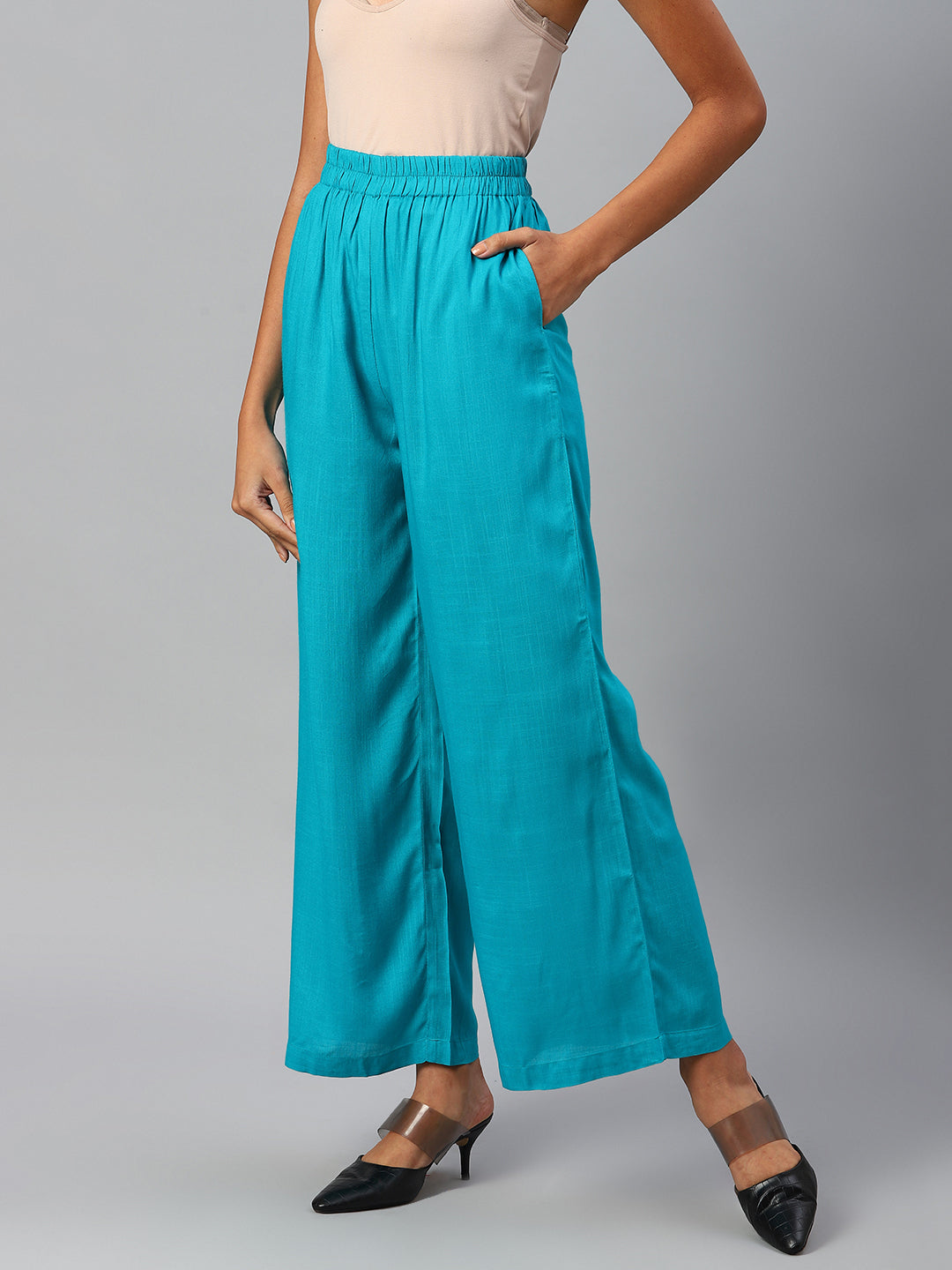 Women Turquoise Blue Palazzos