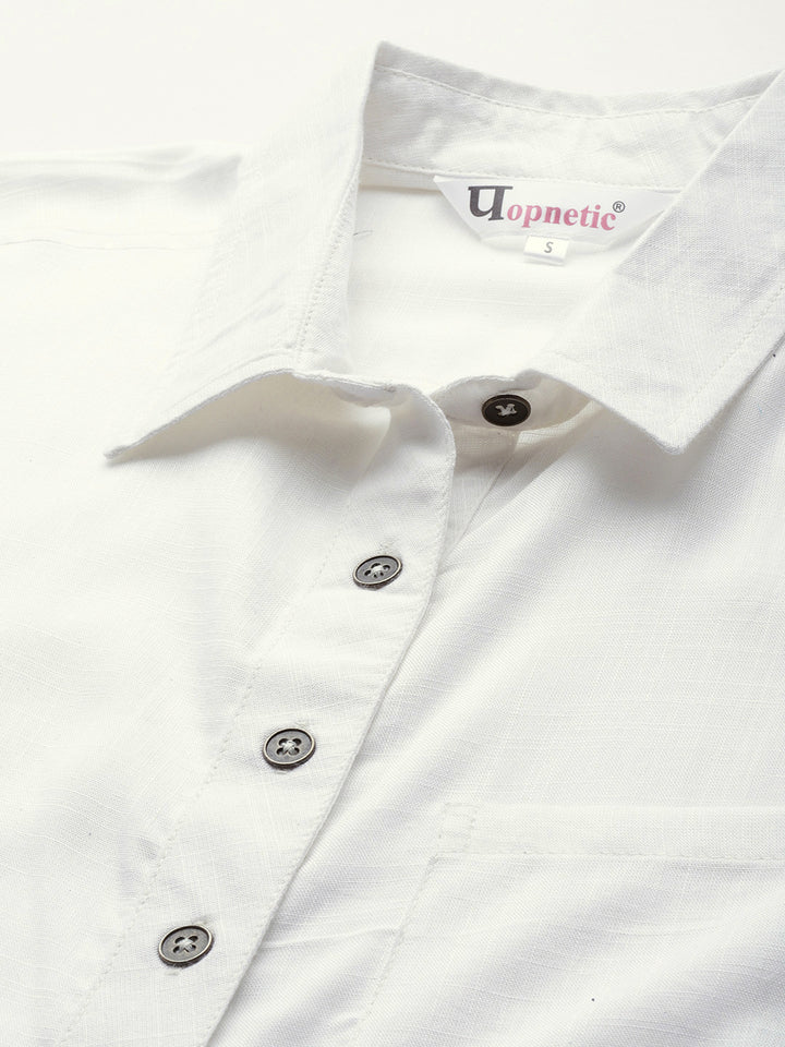White Opaque Casual Shirt