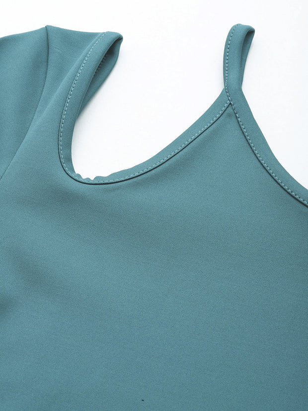 Turquoise Cut-Out Crop Top