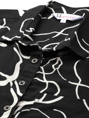 Black and White Abstract Printed Casual Shirt
