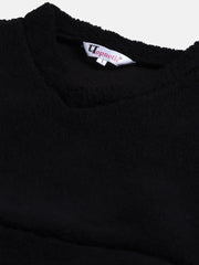 Black Cropped Faux Fur Sweatshirt