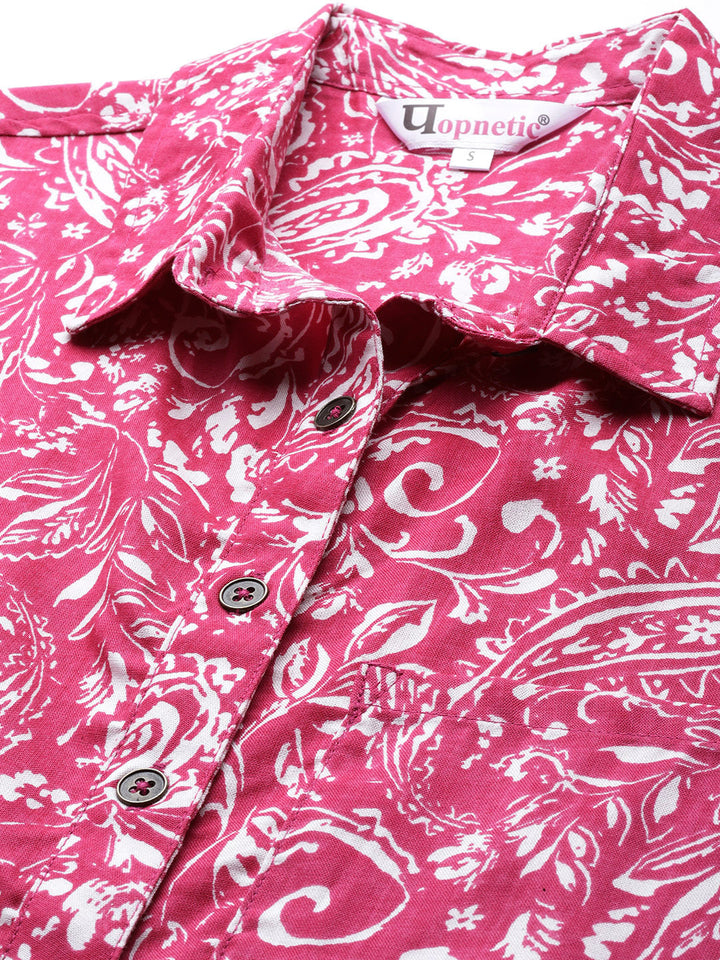 Fuchsia Ethnic Motifs Printed Casual Shirt