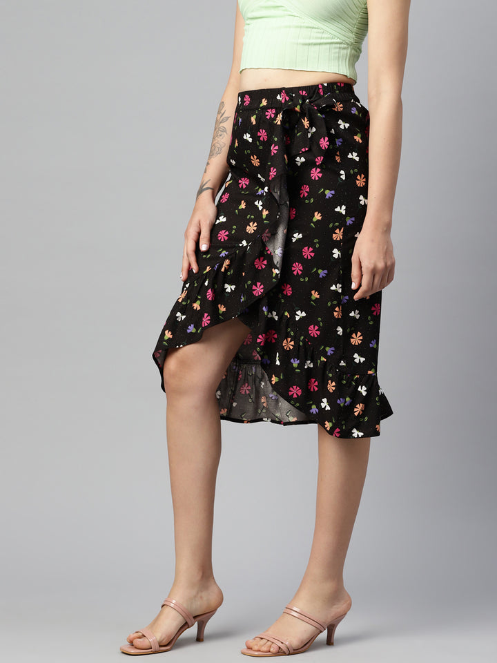 Floral Printed Wrap Skirt