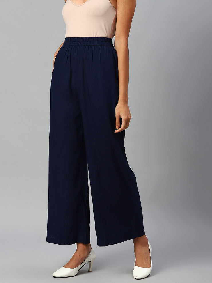 Women Navy Blue Palazzos