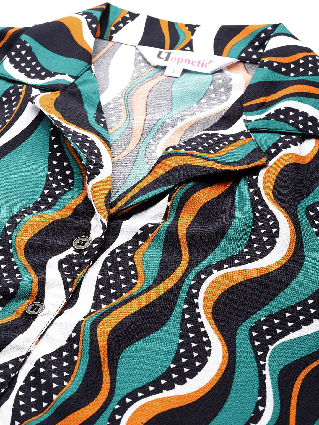 Turquoise Blue,Brown and Black printed Co-Ords