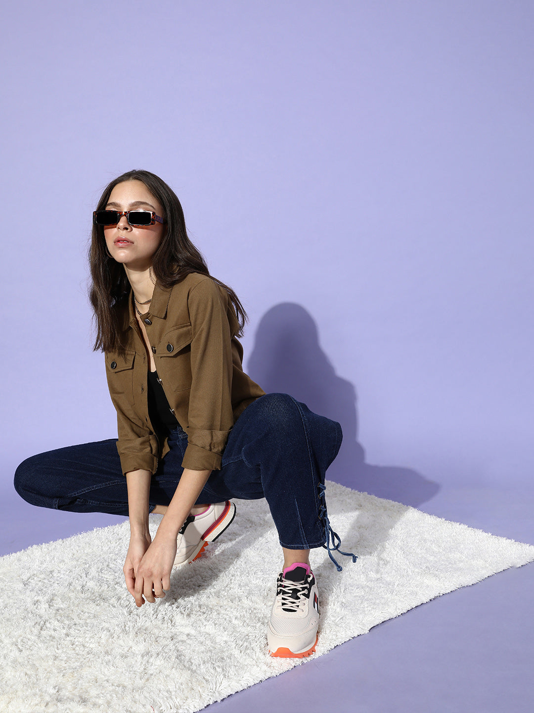 Khaki Solid Pure Cotton Denim Trucker Jacket