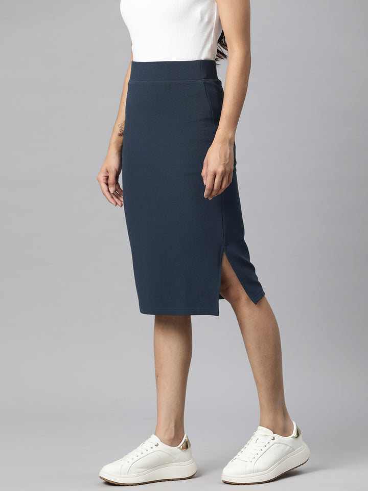 Charcoal Side Slit Pencil Skirt