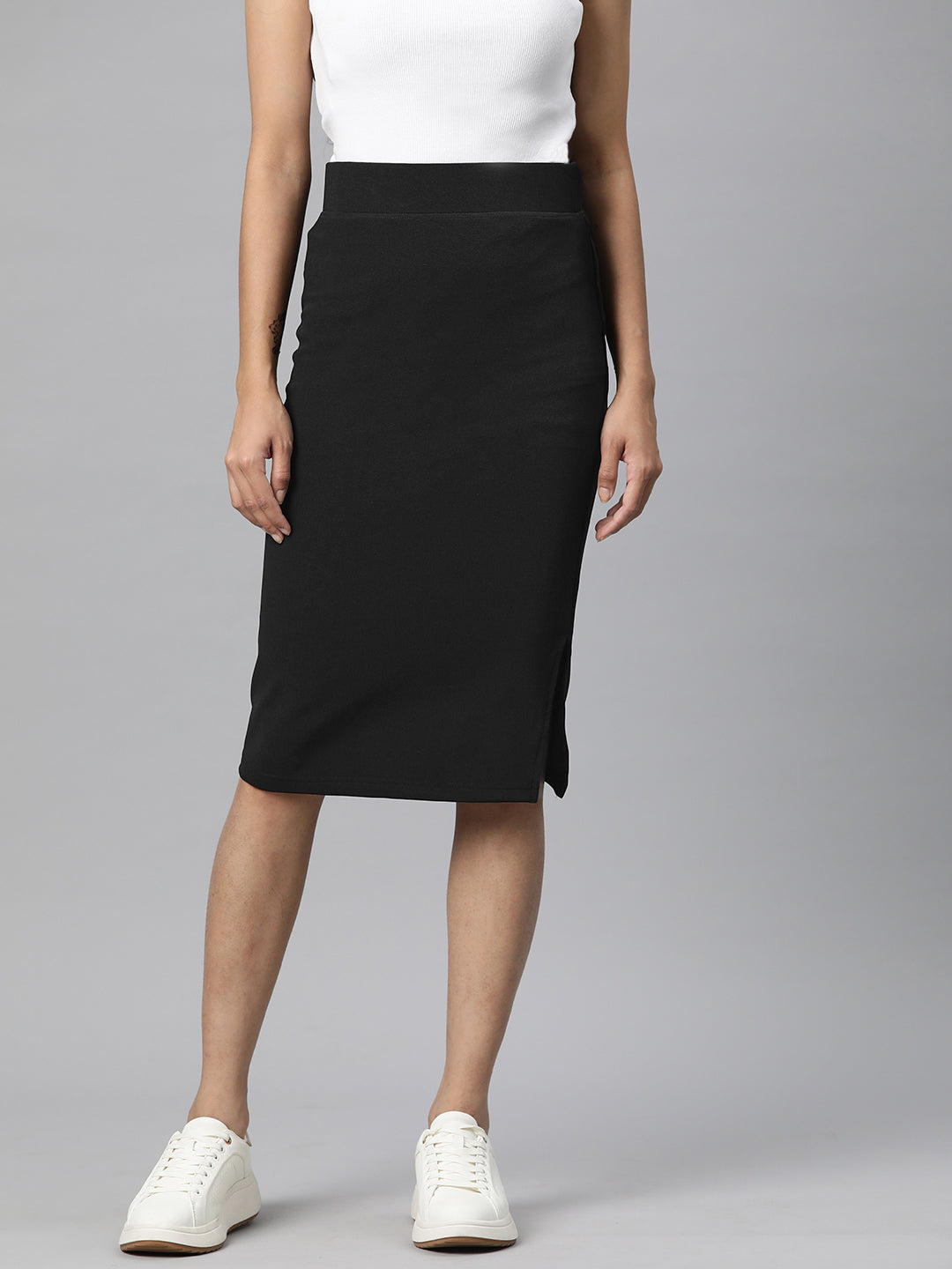 Black Side Slit Pencil Skirt