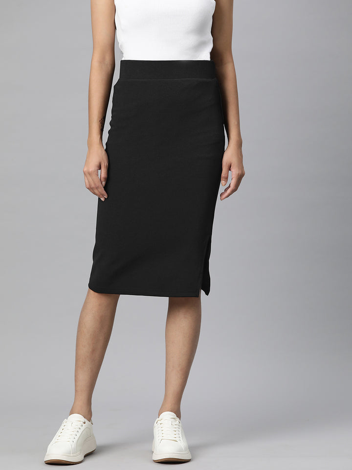 Black Side Slit Pencil Skirt