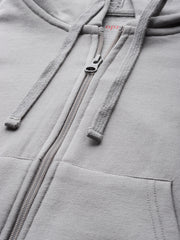 Grey Fleece Crop Hooded Sweatshirt