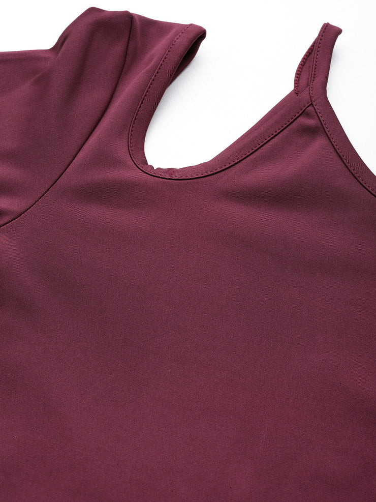 Burgundy Cut-Out Crop Top