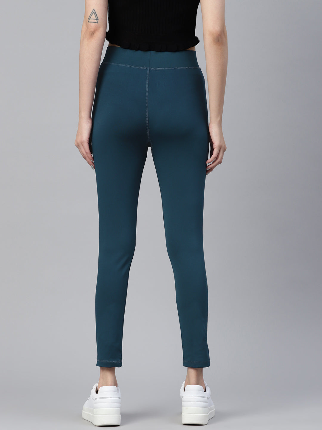 Teal Solid Ankle Length Slim Fit Leggings