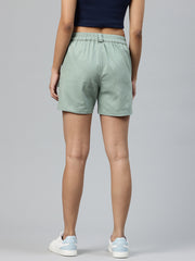 Sea Green High-Rise Pure Cotton Cargo Shorts