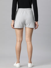 Grey Solid Mid-Rise Regular Shorts
