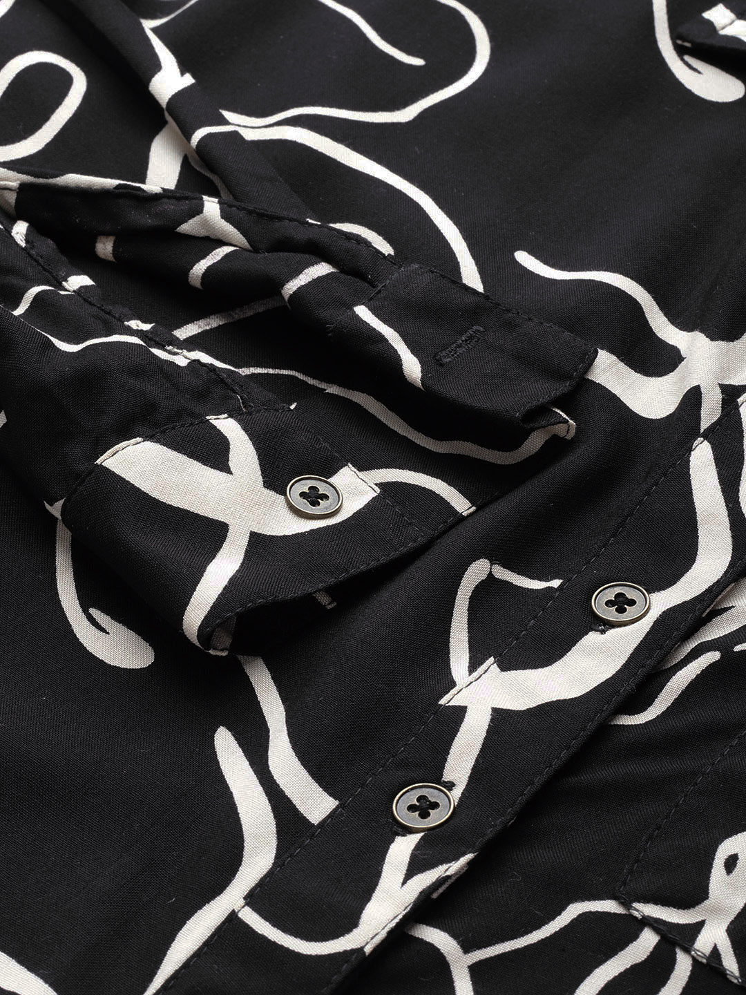 Black and White Abstract Printed Casual Shirt