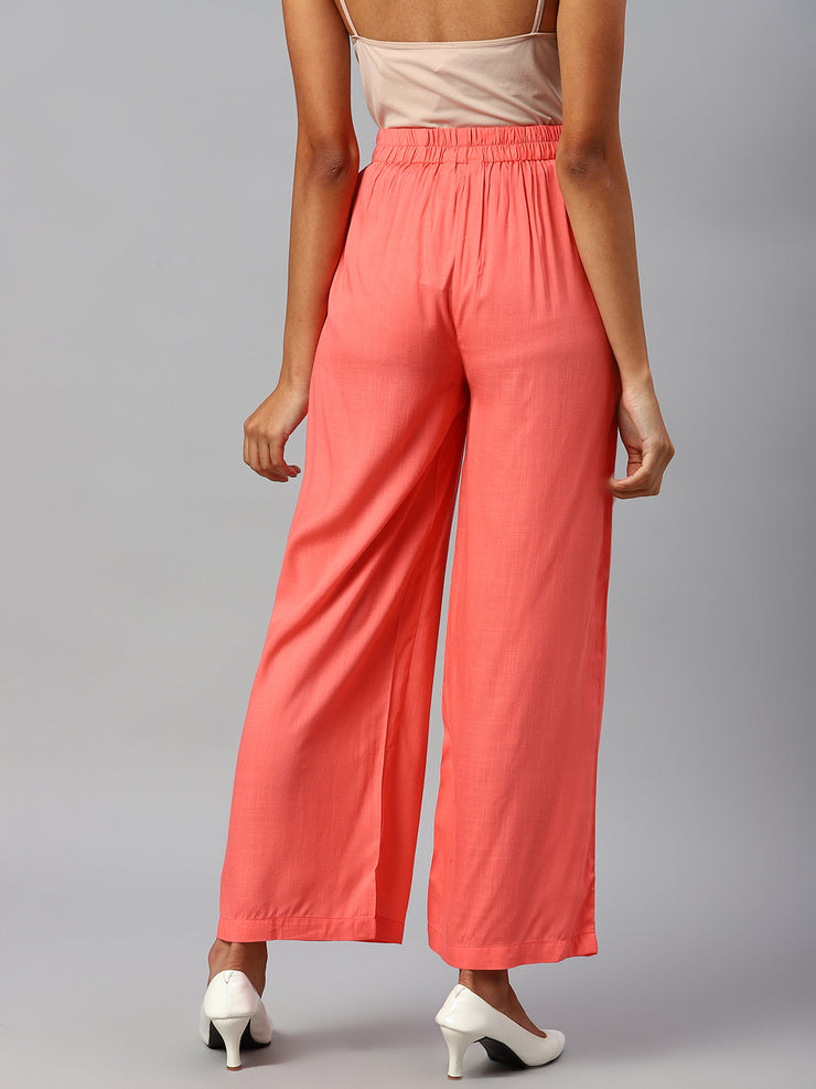 Women Peach-Coloured Palazzos