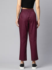 Burgundy Pure Cotton Peg Trousers