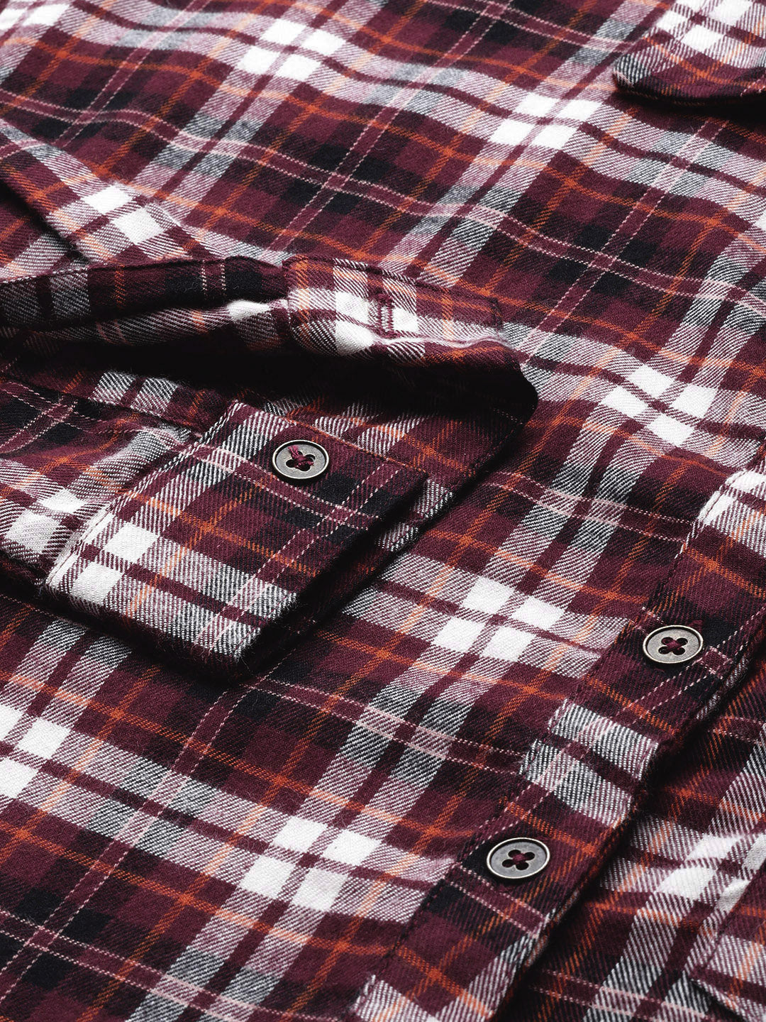 Maroon Tartan Checks Casual Shirt