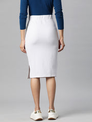 White Side Slit Pencil Skirt