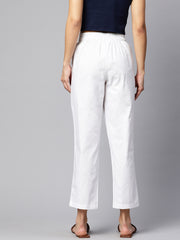 White Pure Cotton Peg Trousers