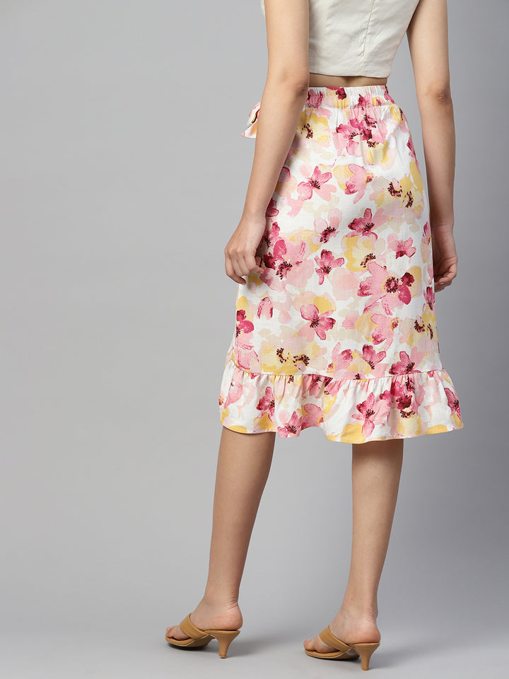 Pink Floral Wrap Skirt