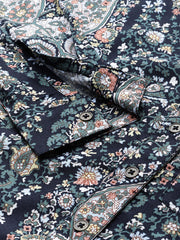 Navy Blue Floral Printed Casual Shirt