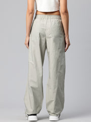 Steel Women Loose Fit High-Rise Cargos Trousers