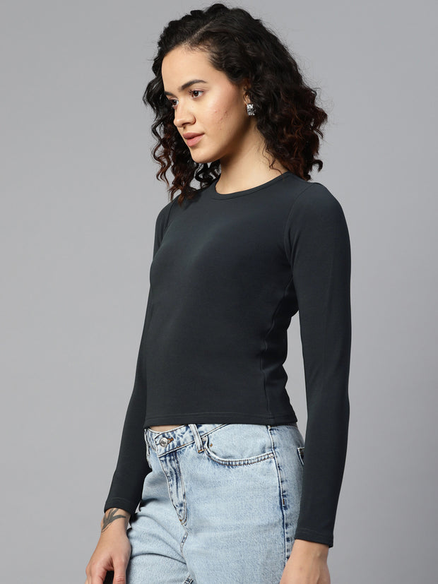 Charcoal Fitted Crop Top