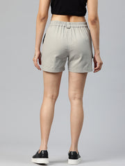 Grey High-Rise Pure Cotton Cargo Shorts