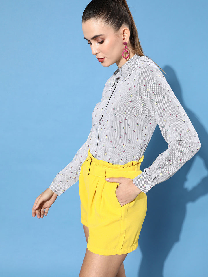Black Vertical Striped Above the Keyboard Collar Shirt