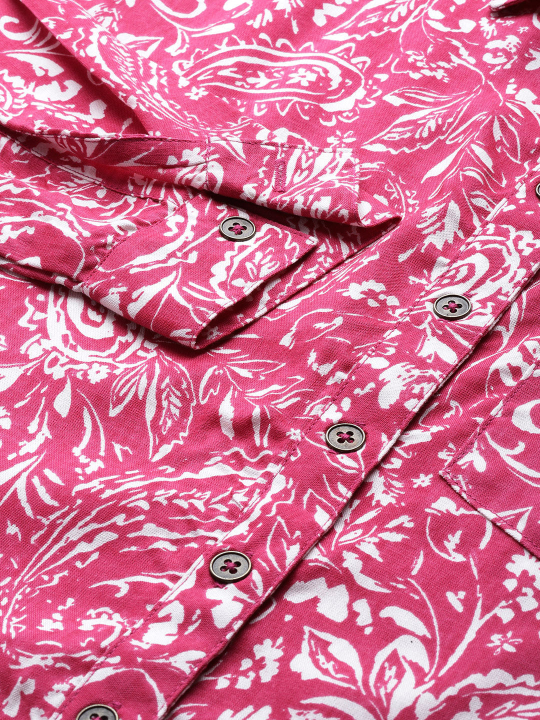 Fuchsia Ethnic Motifs Printed Casual Shirt