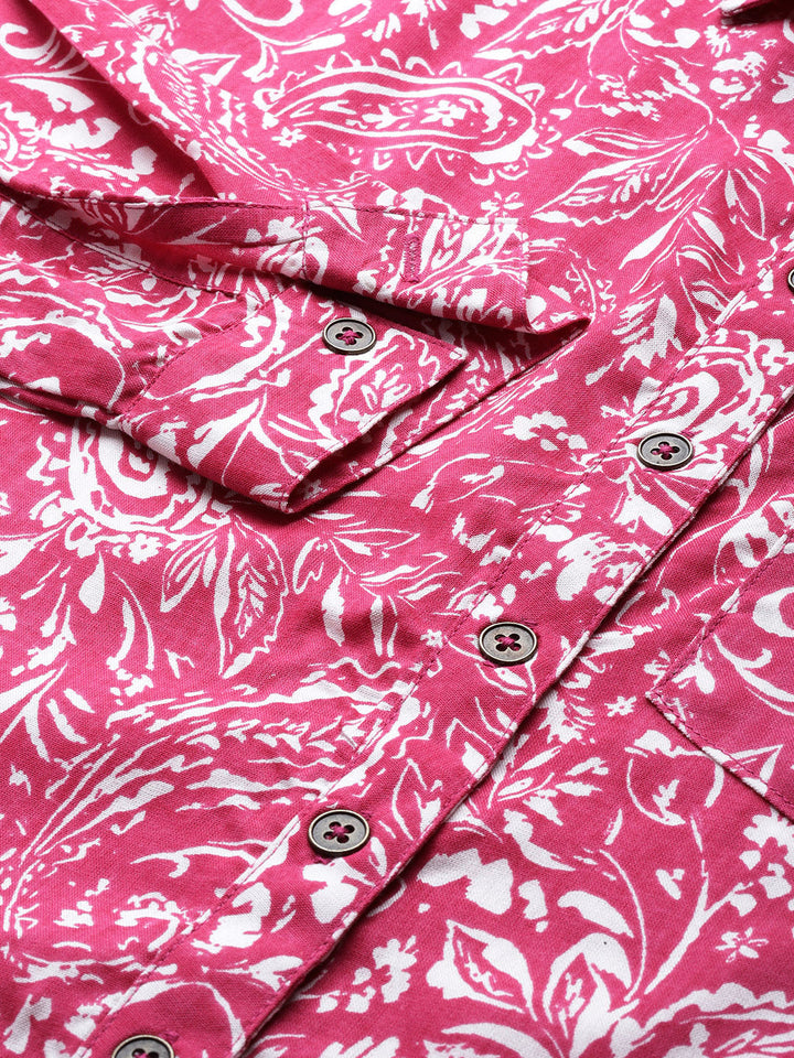 Fuchsia Ethnic Motifs Printed Casual Shirt